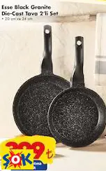 ESSE BLACK GRANİTE DİE-CAST TAVA 2’Lİ SET 20 CM VE 24 CM